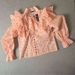 Ina Peach Blouse with Heart Pattern